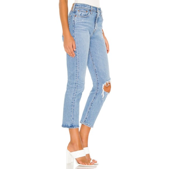 Levis Premium Womens Wedgie Straight Crop Denim Jeans 26 31 Blue High Rise NWT - Picture 2 of 12